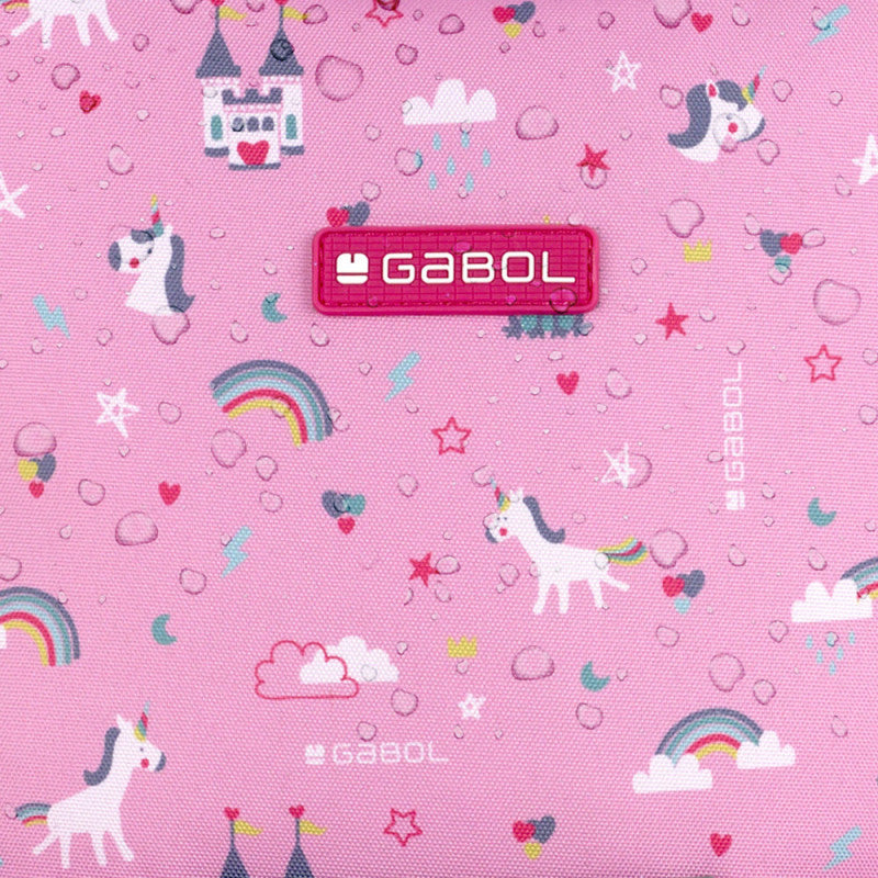 Estuche Triple RAINBOW Gabol: Organizador Escolar Impermeable en Poliéster Rosa Mediano