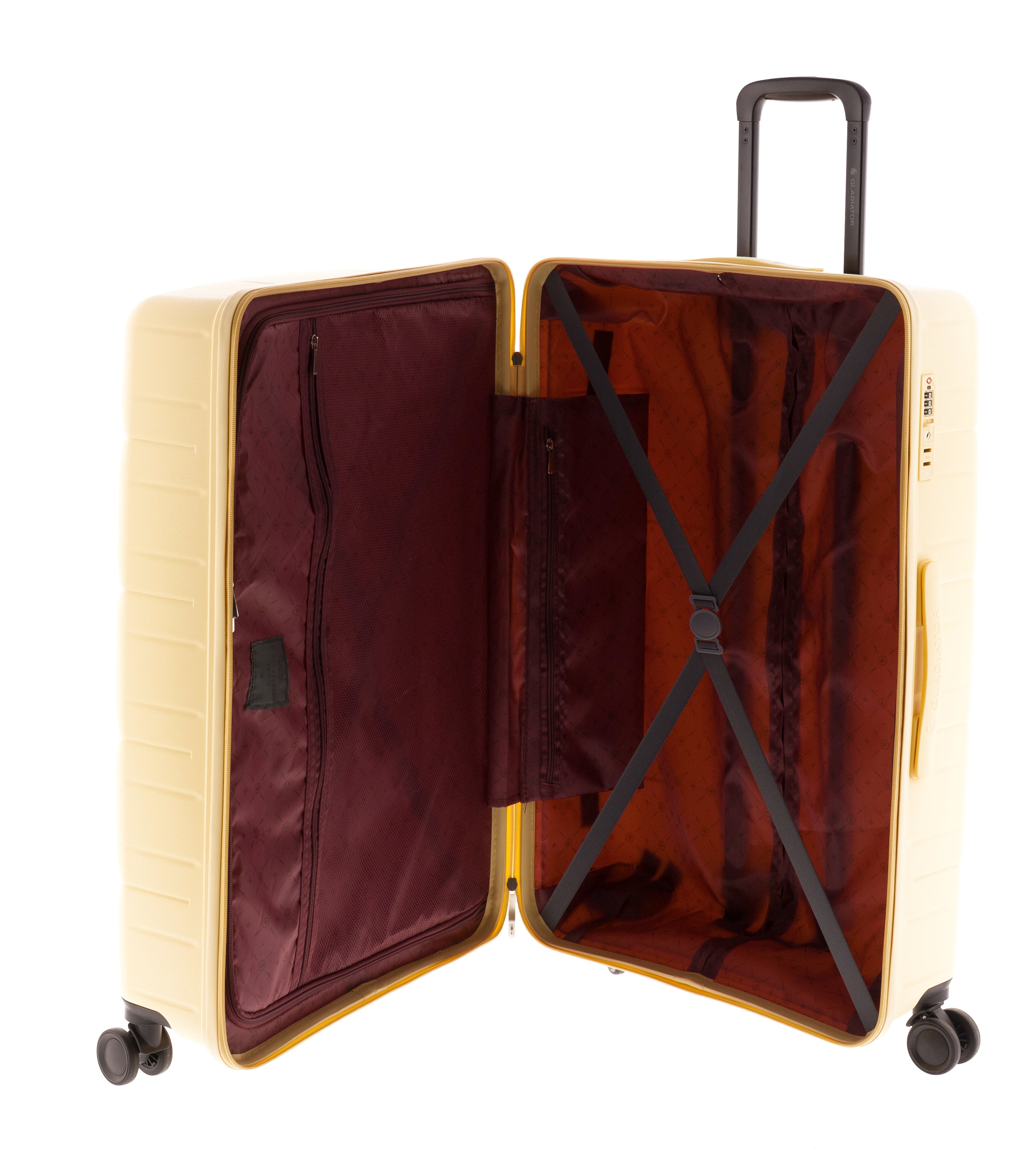 MALETA GRANDE POLIPROPILENO 4 RUEDAS DOBLES Y TSA MAGIC GLADIATOR