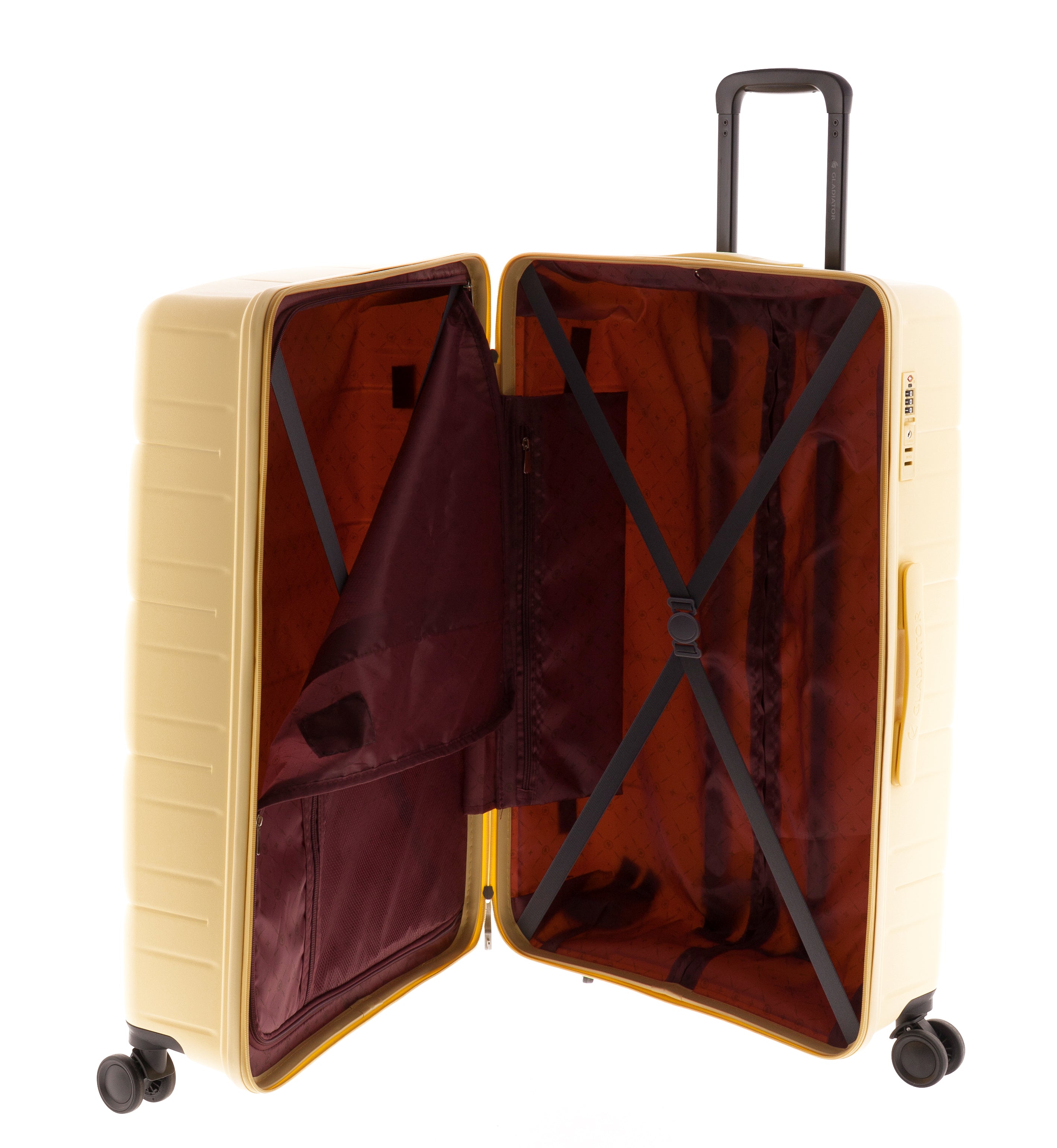 MALETA GRANDE POLIPROPILENO 4 RUEDAS DOBLES Y TSA MAGIC GLADIATOR