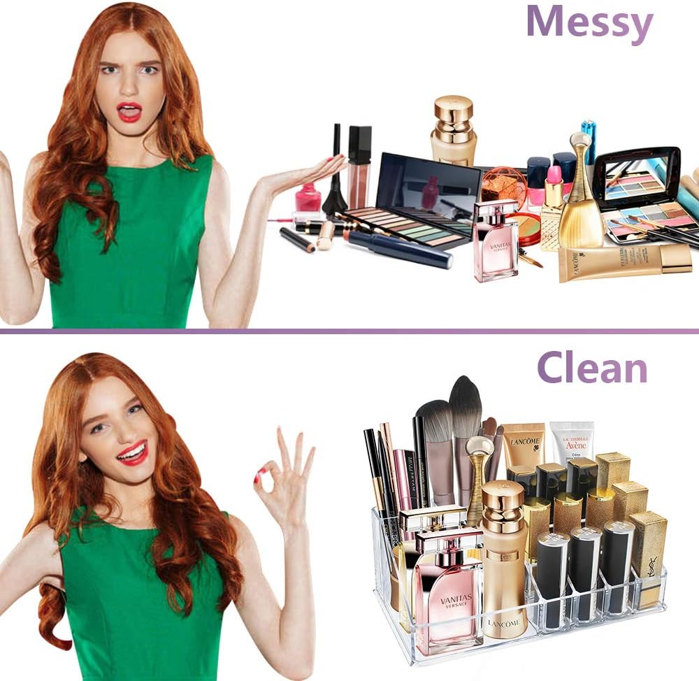 Organizador de Maquillaje Transparente con 16 secciones