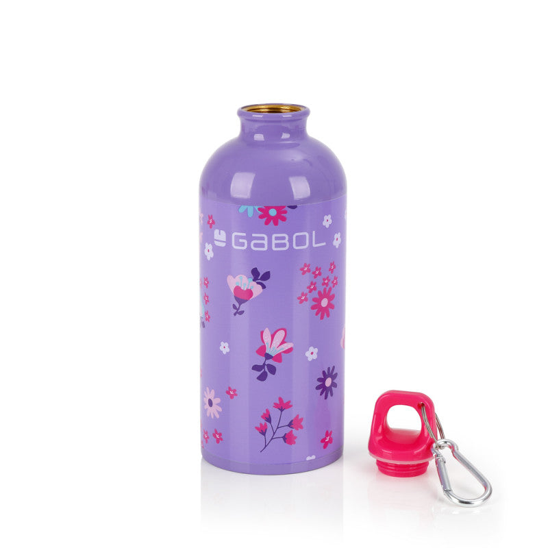Botella Gabol VIOLET de Acero Inoxidable 600ml con Mosquetón Lila
