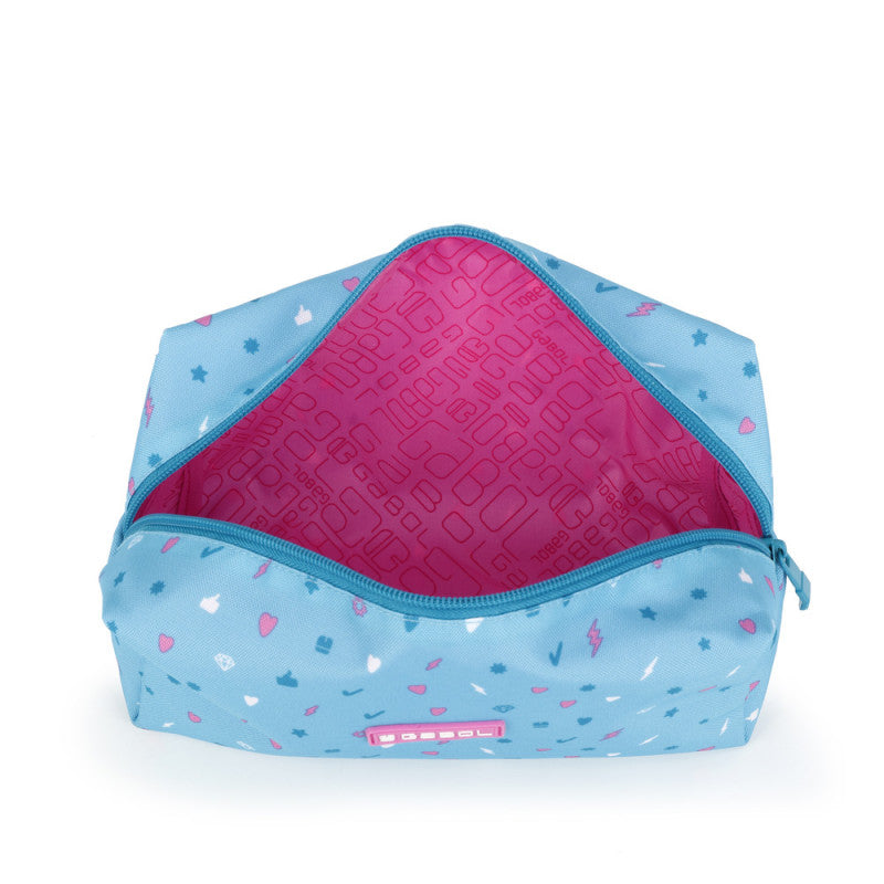 Estuche Escolar Gabol Confetti Azul Celeste: Organizador Versátil PVC para Niños