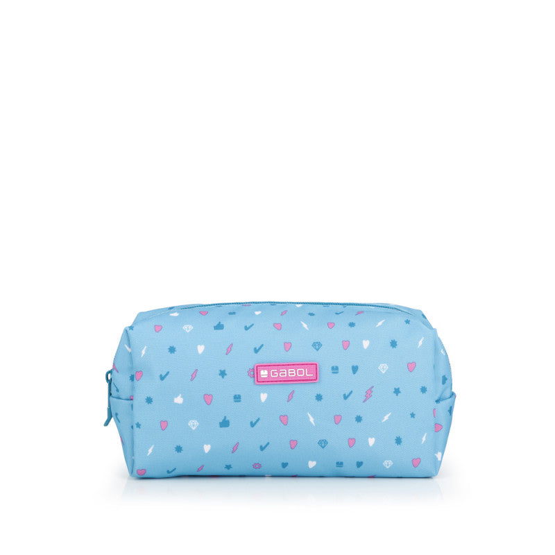 Estuche Escolar Gabol Confetti Azul Celeste: Organizador Versátil PVC para Niños