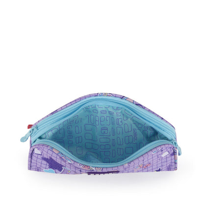 Estuche Escolar Doble Gabol Funny Lila Resistente al Agua y PVC Free