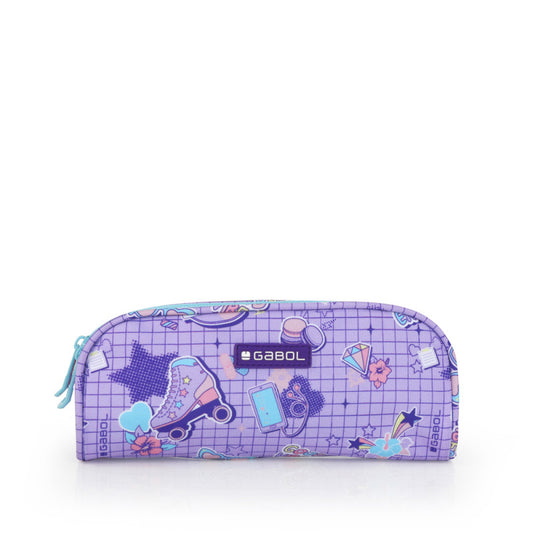 Estuche Escolar Doble Gabol Funny Lila Resistente al Agua y PVC Free