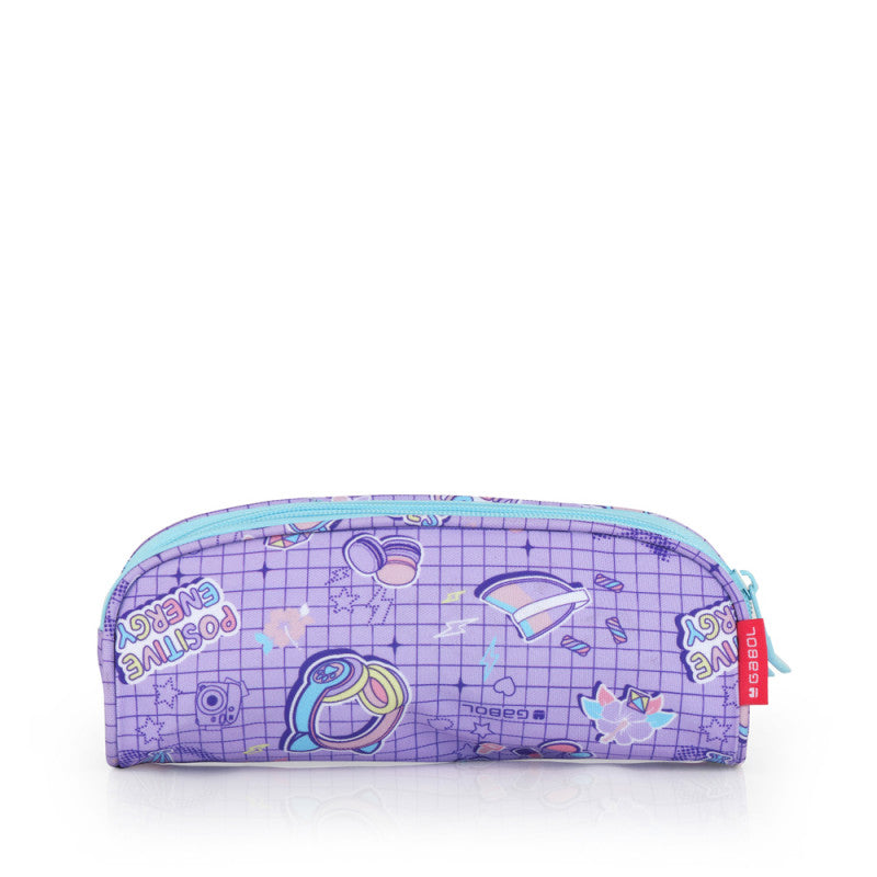 Estuche Escolar Doble Gabol Funny Lila Resistente al Agua y PVC Free
