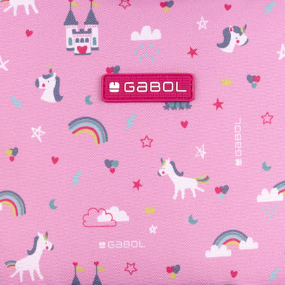 Estuche Doble Gabol Rainbow Rosa: Organizador Escolar Impermeable con Reflectante