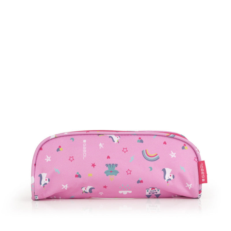 Estuche Doble Gabol Rainbow Rosa: Organizador Escolar Impermeable con Reflectante
