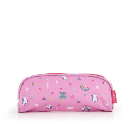 Estuche Doble Gabol Rainbow Rosa: Organizador Escolar Impermeable con Reflectante