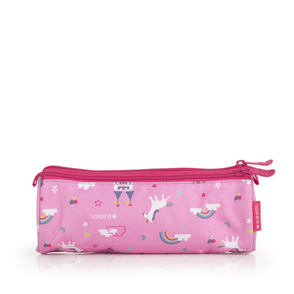 Estuche Triple RAINBOW Gabol: Organizador Escolar Impermeable en Poliéster Rosa Mediano