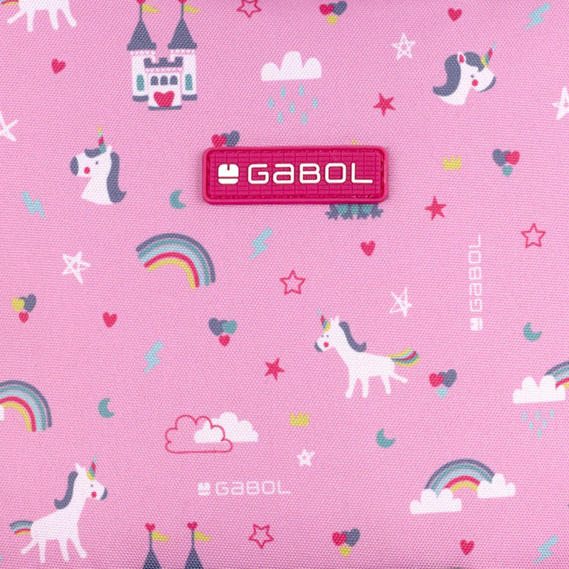 Estuche Triple RAINBOW Gabol: Organizador Escolar Impermeable en Poliéster Rosa Mediano