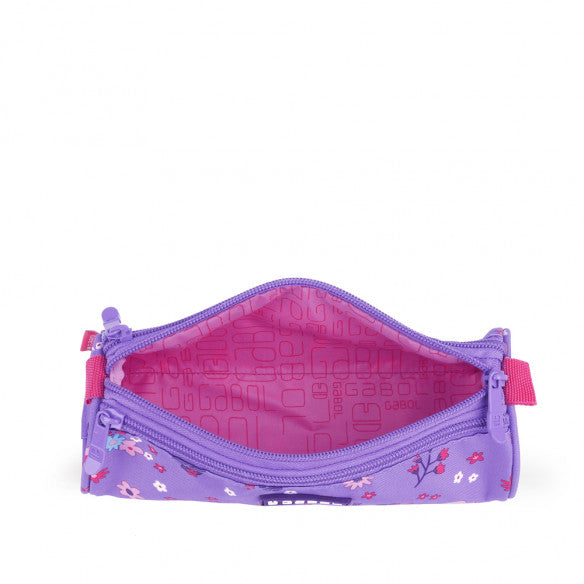 Estuche Triple Violeta Gabol: Organizador Escolar 22x7x7 cm, Impermeable, Libre de PVC