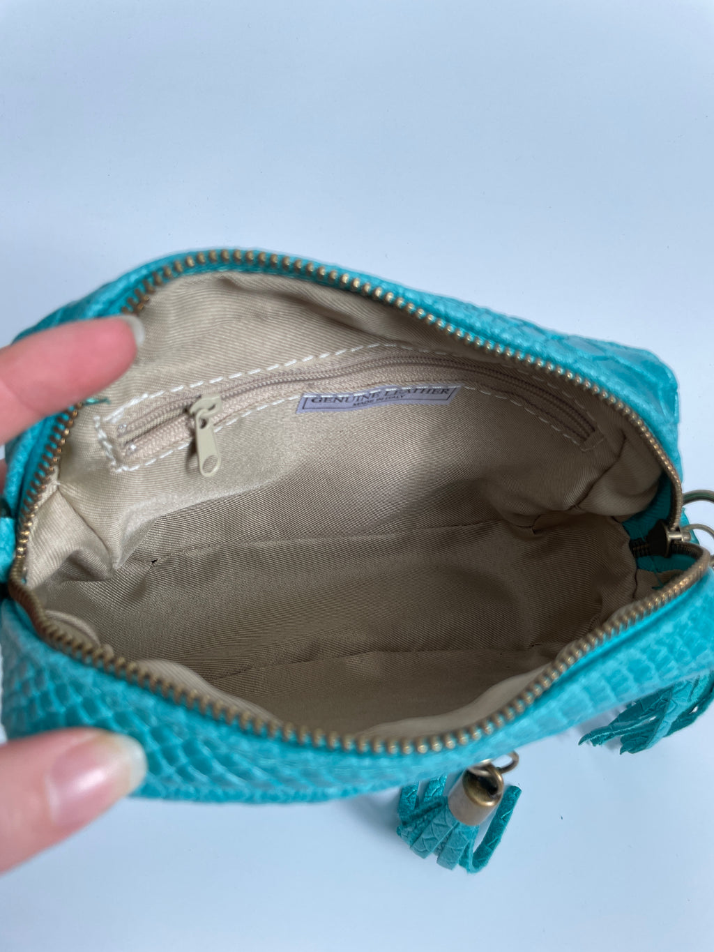 Bolso Bandolera de Piel Mujer Turquesa