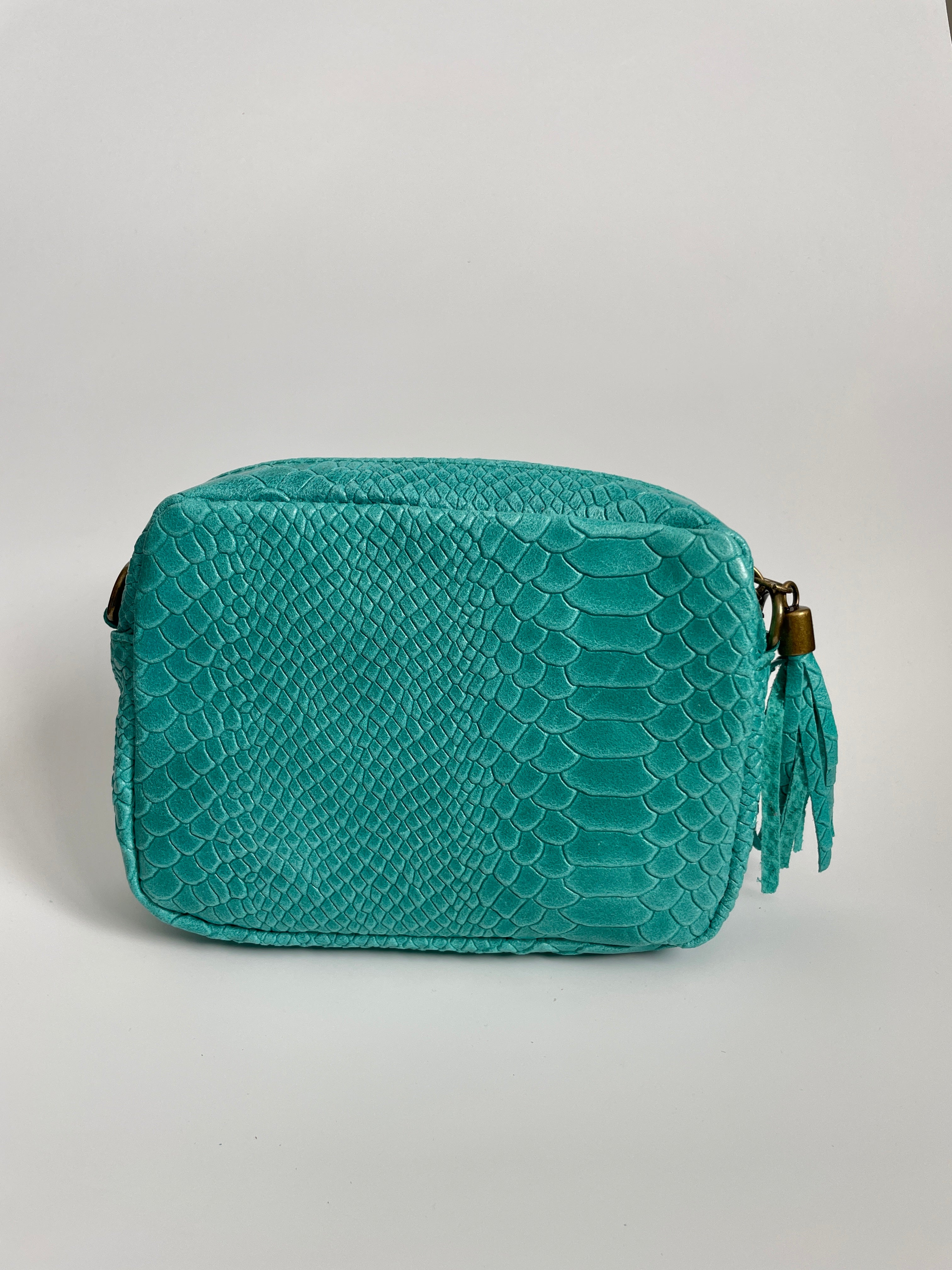 Bolso Bandolera de Piel Mujer Turquesa