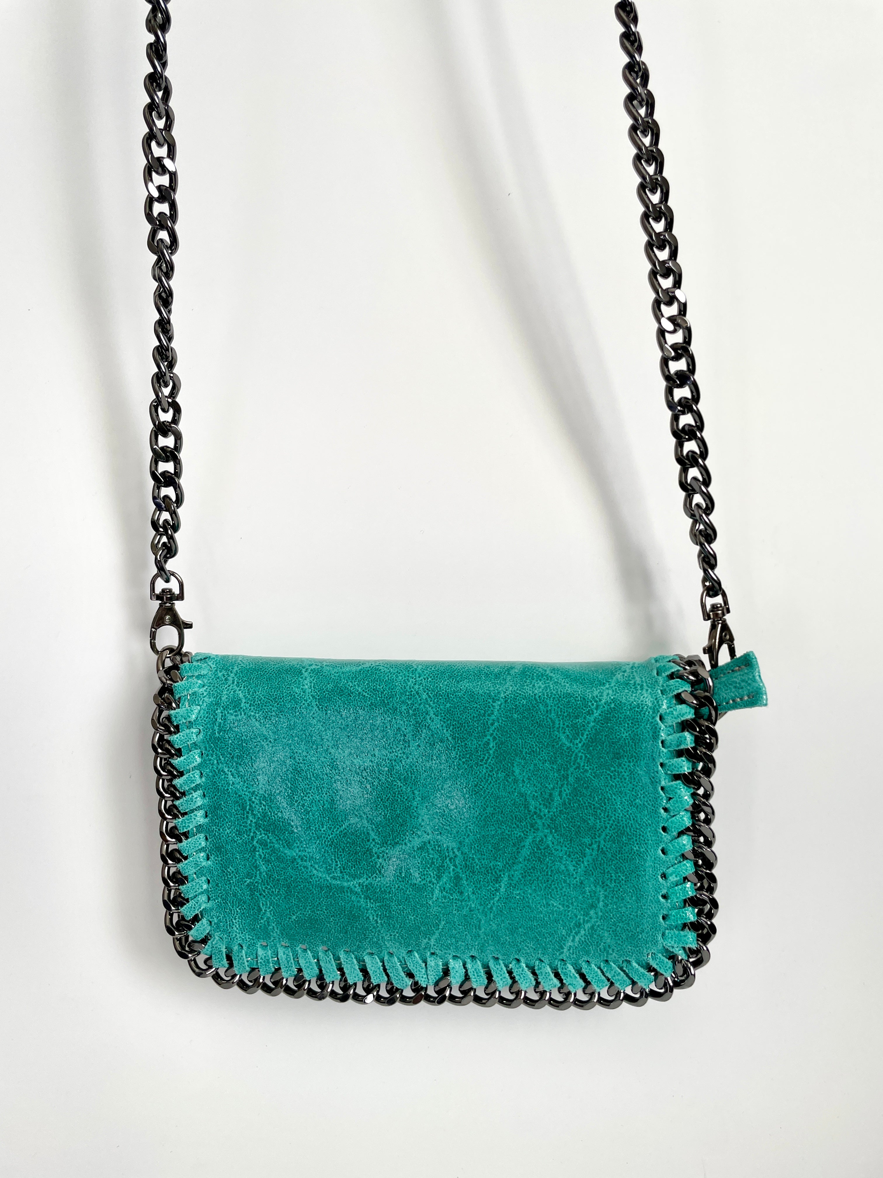 Bolso Bandolera con Cadena Mujer Turquesa