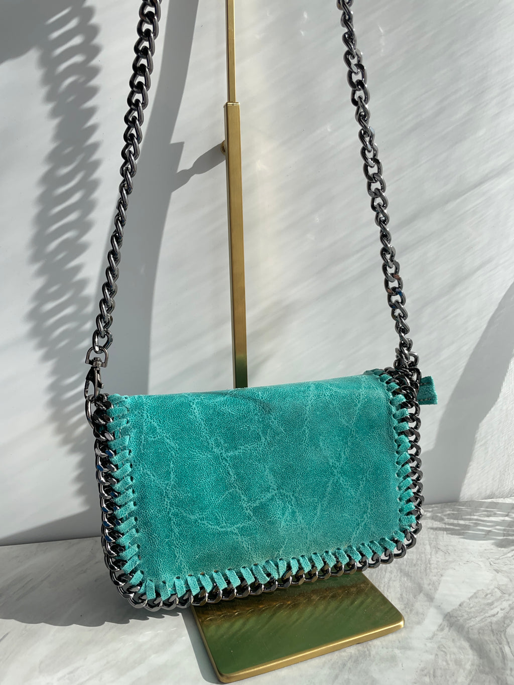 Bolso Bandolera con Cadena Mujer Turquesa