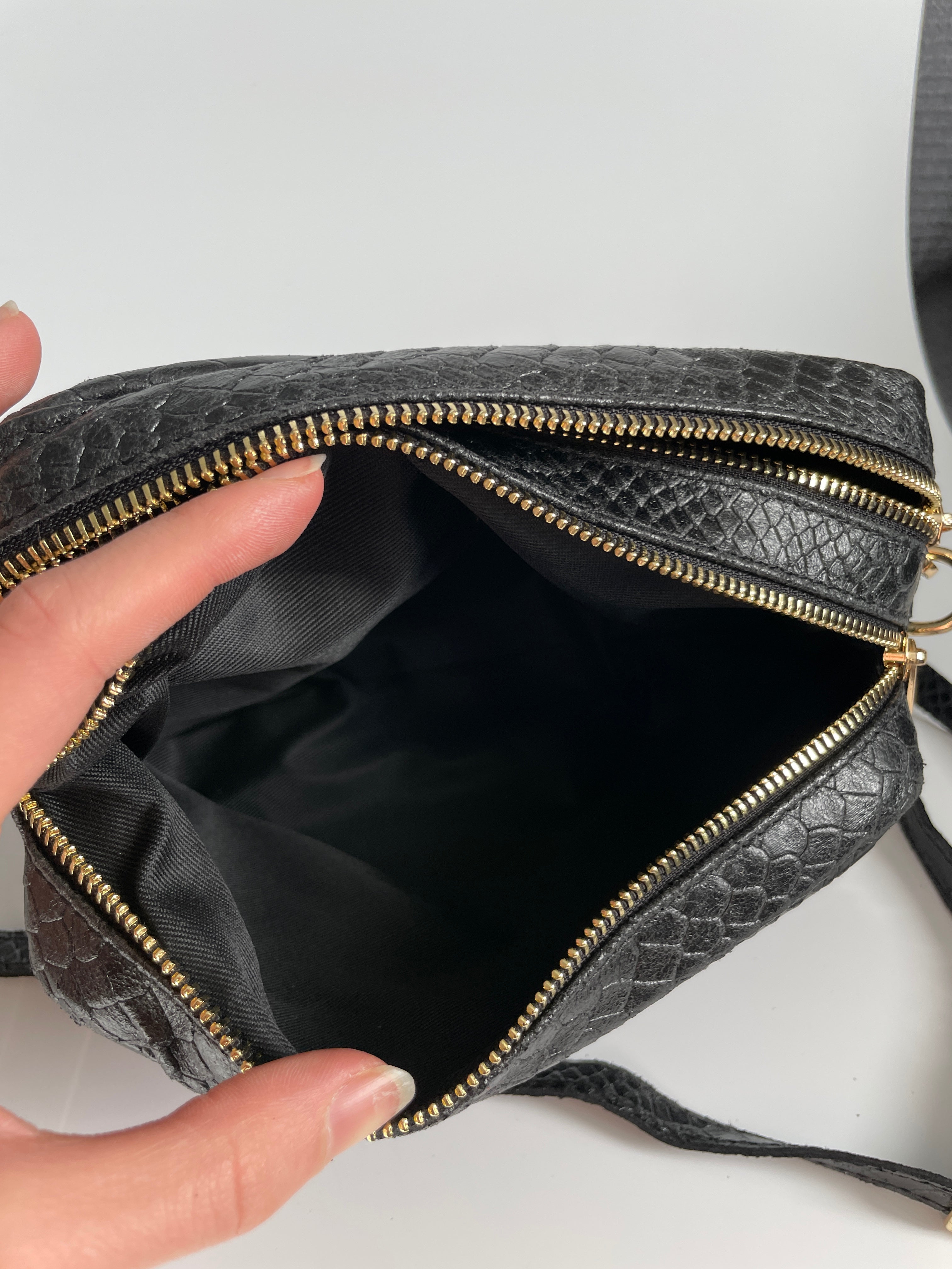 Bolso Bandolera de Piel Mujer Negro