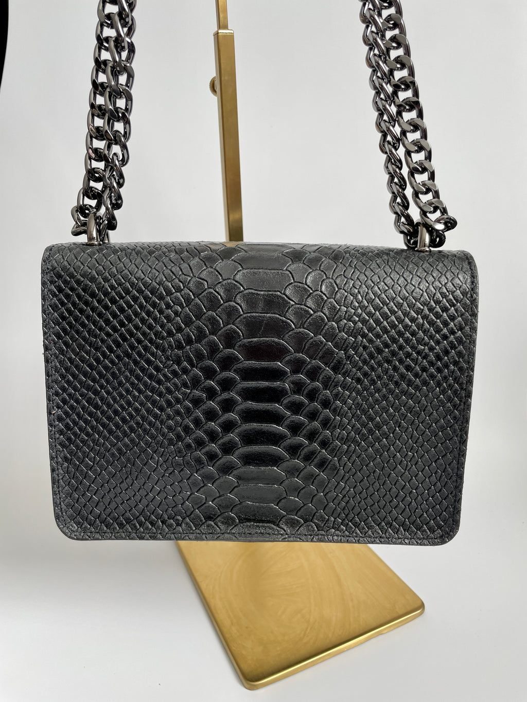 Bolso Bandolera de Piel con efecto Serpiente Negro