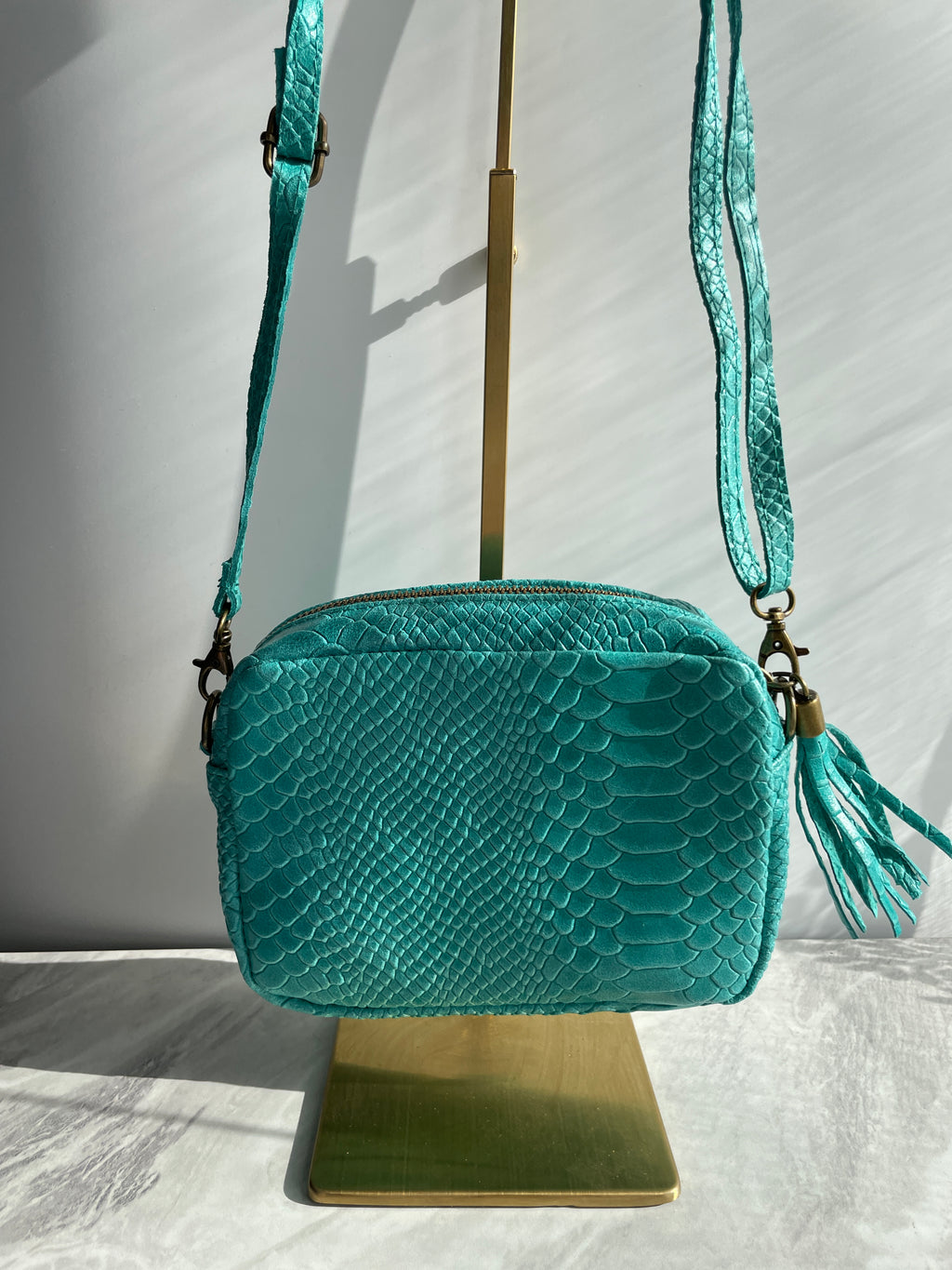 Bolso Bandolera de Piel Mujer Turquesa