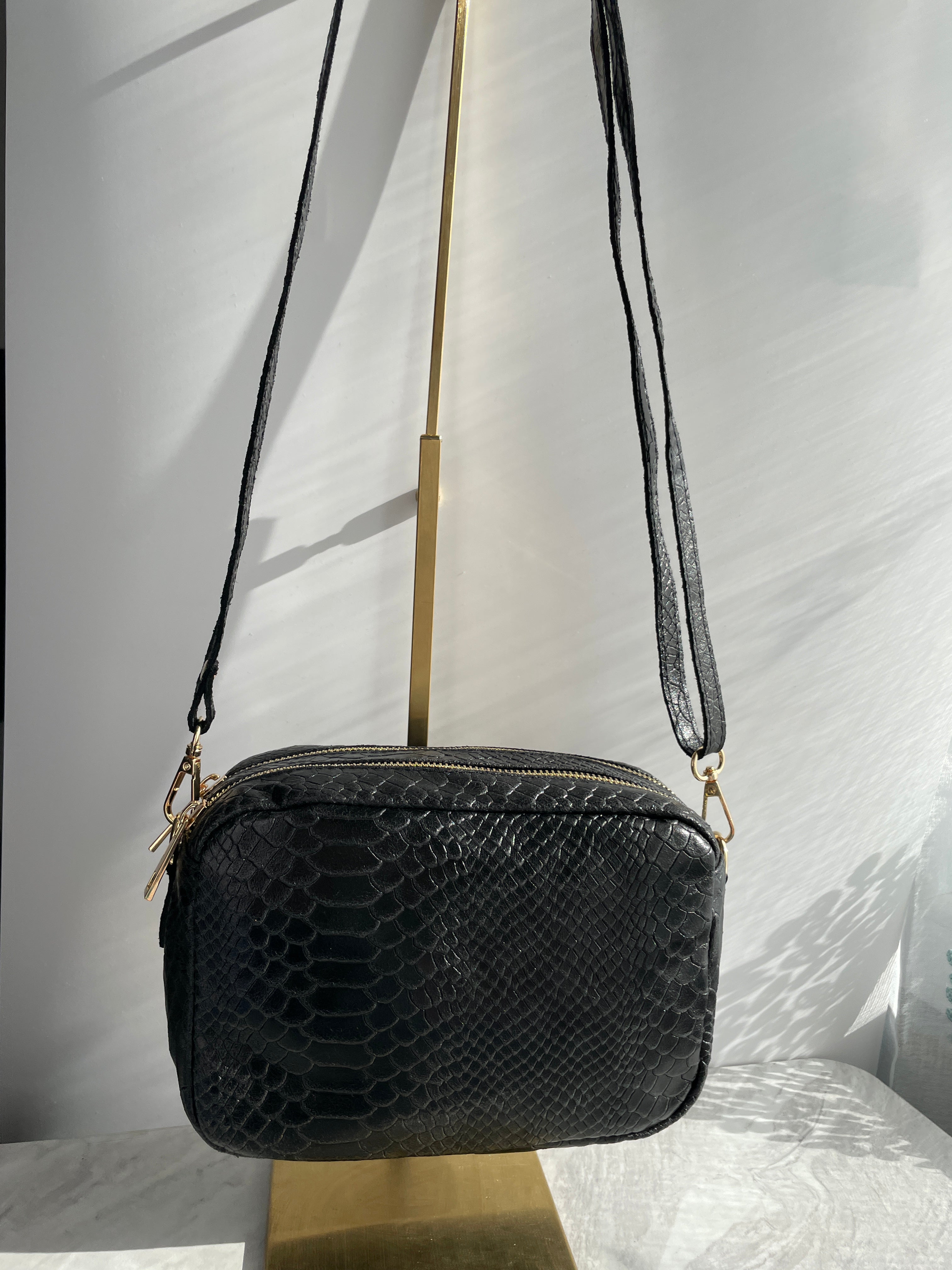 Bolso Bandolera de Piel Mujer Negro