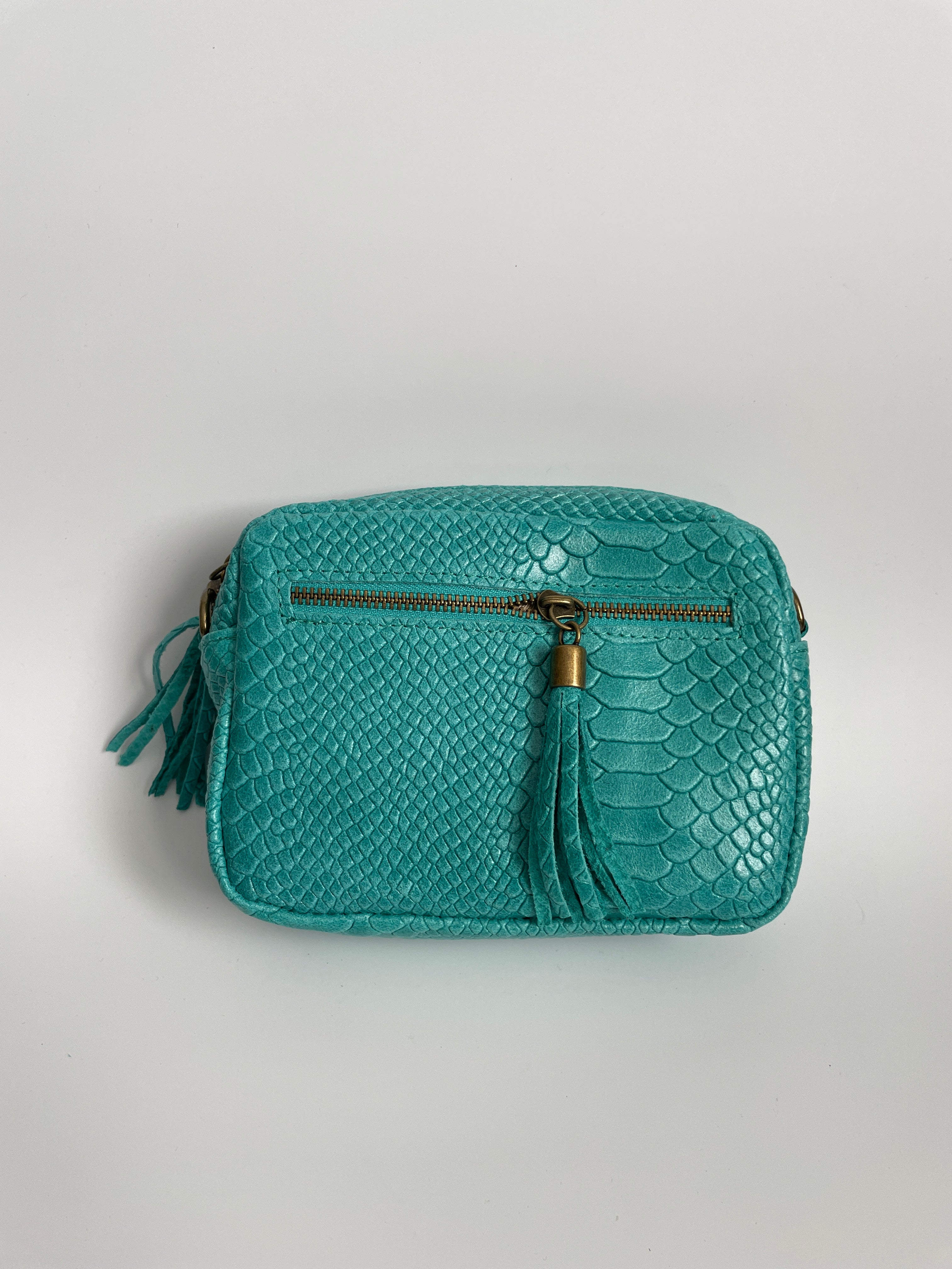 Bolso Bandolera de Piel Mujer Turquesa