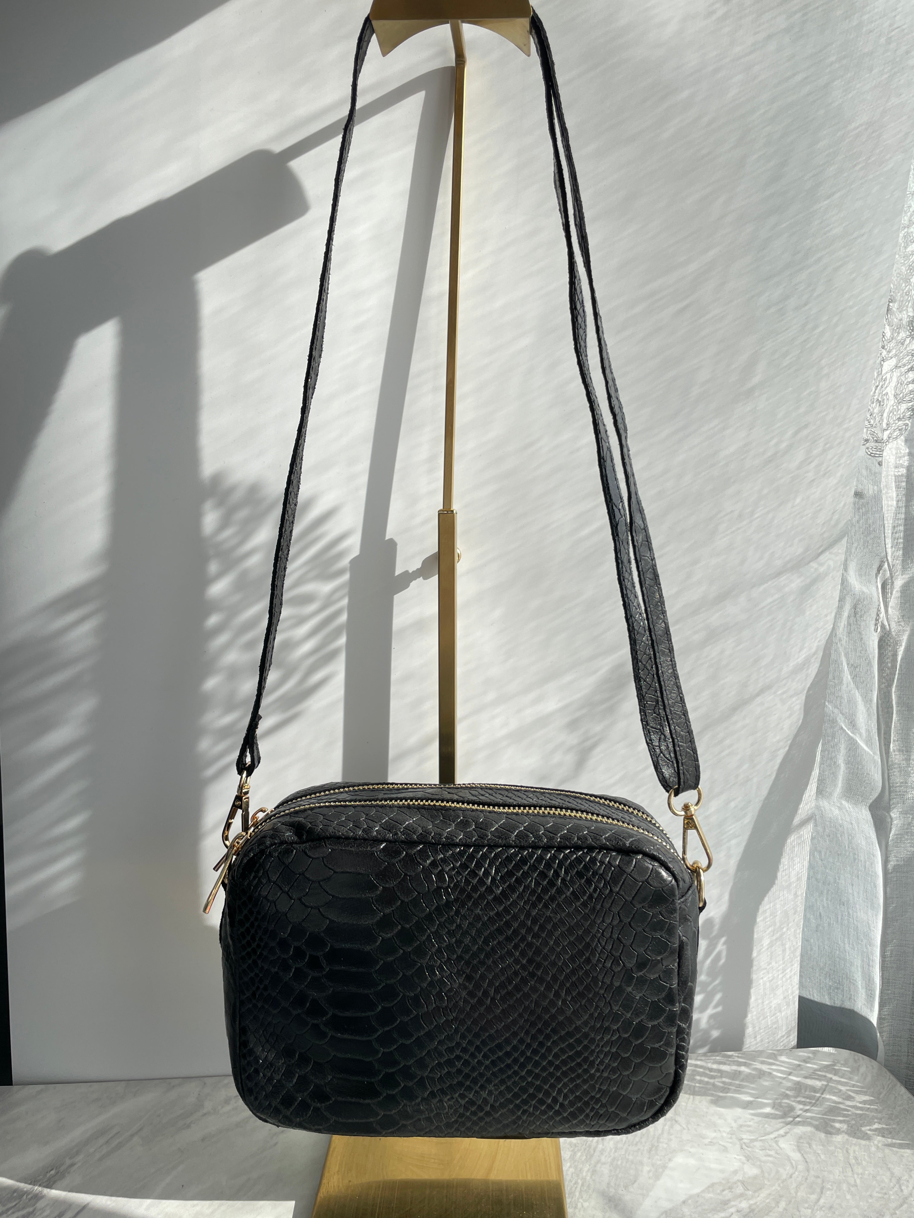 Bolso Bandolera de Piel Mujer Negro