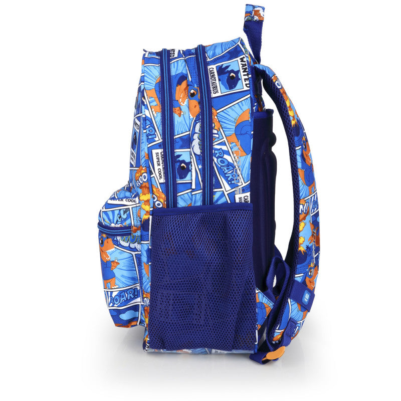 Mochila escolar DINO adaptable a carro, 2 compartimentos resistentes