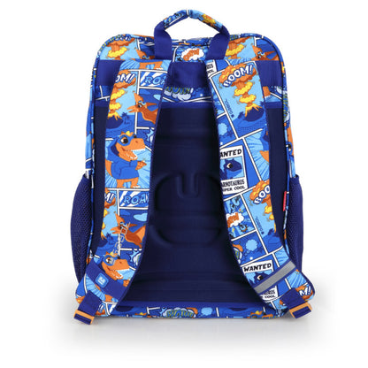 Mochila escolar DINO adaptable a carro, 2 compartimentos resistentes