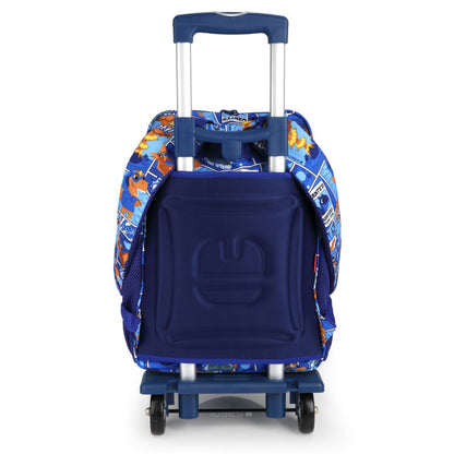 Mochila escolar DINO adaptable a carro, 2 compartimentos resistentes