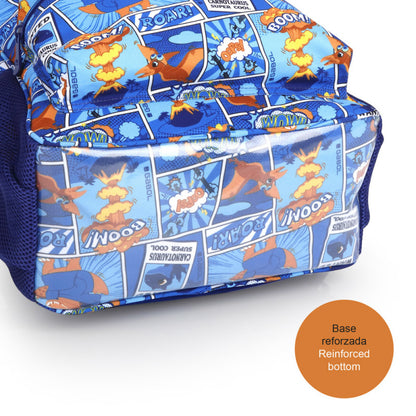 Mochila escolar DINO adaptable a carro, 2 compartimentos resistentes