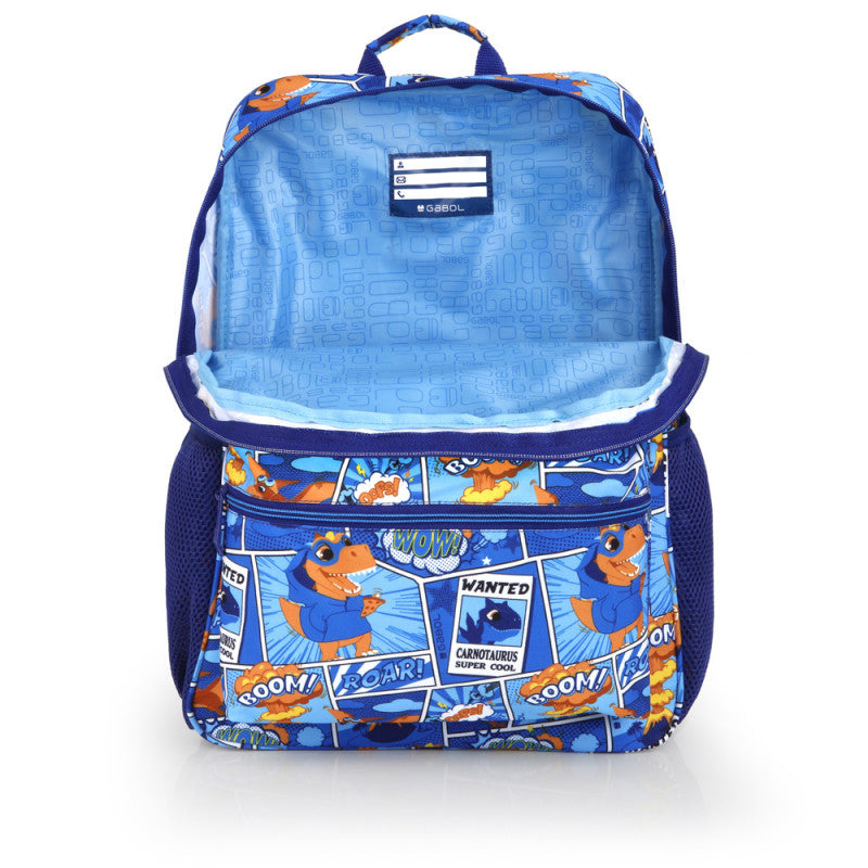 Mochila escolar DINO adaptable a carro, 2 compartimentos resistentes