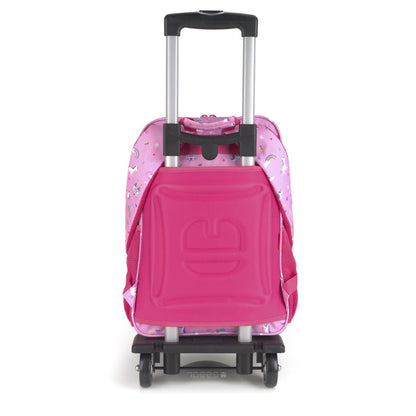Mochila Escolar Adaptable a Carro Gabol Rainbow Rosa Mediana con 2 Compartimentos