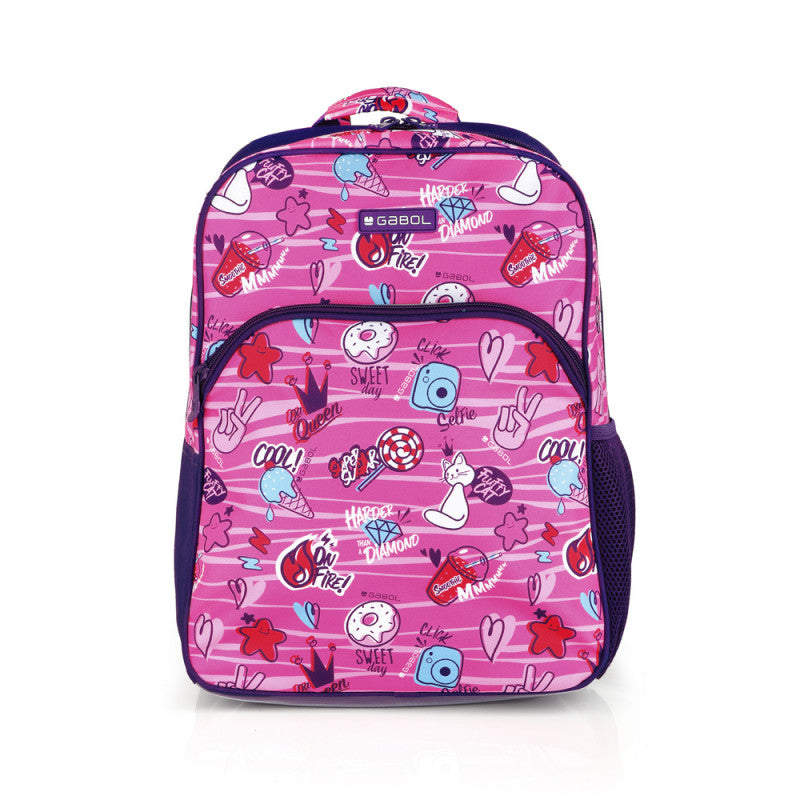 Mochila Escolar Gabol Sticker: Adaptable a Carro, Impermeable, Fucsia, Mediana