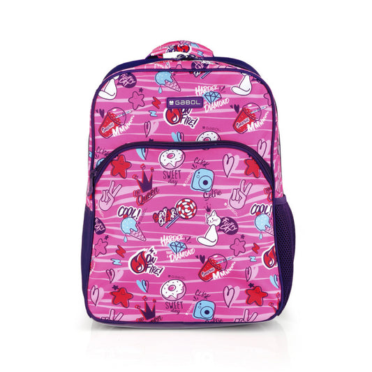 Mochila Escolar Gabol Sticker: Adaptable a Carro, Impermeable, Fucsia, Mediana