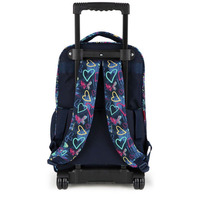 Mochila Escolar Gabol Tizas Grande con Ruedas Dobles y Espalda Acolchada Azul Marino